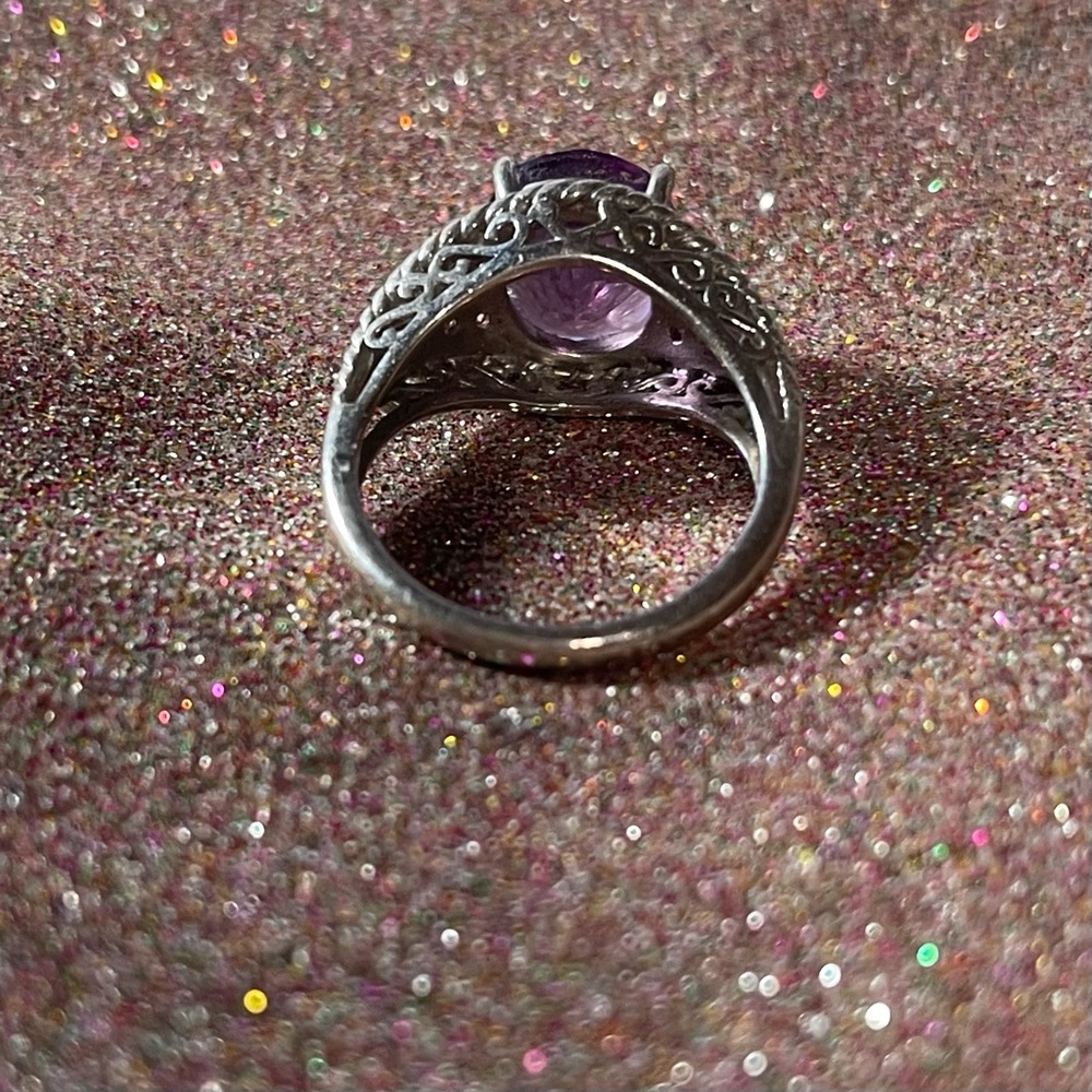 Sterling silver purple and pink ring.